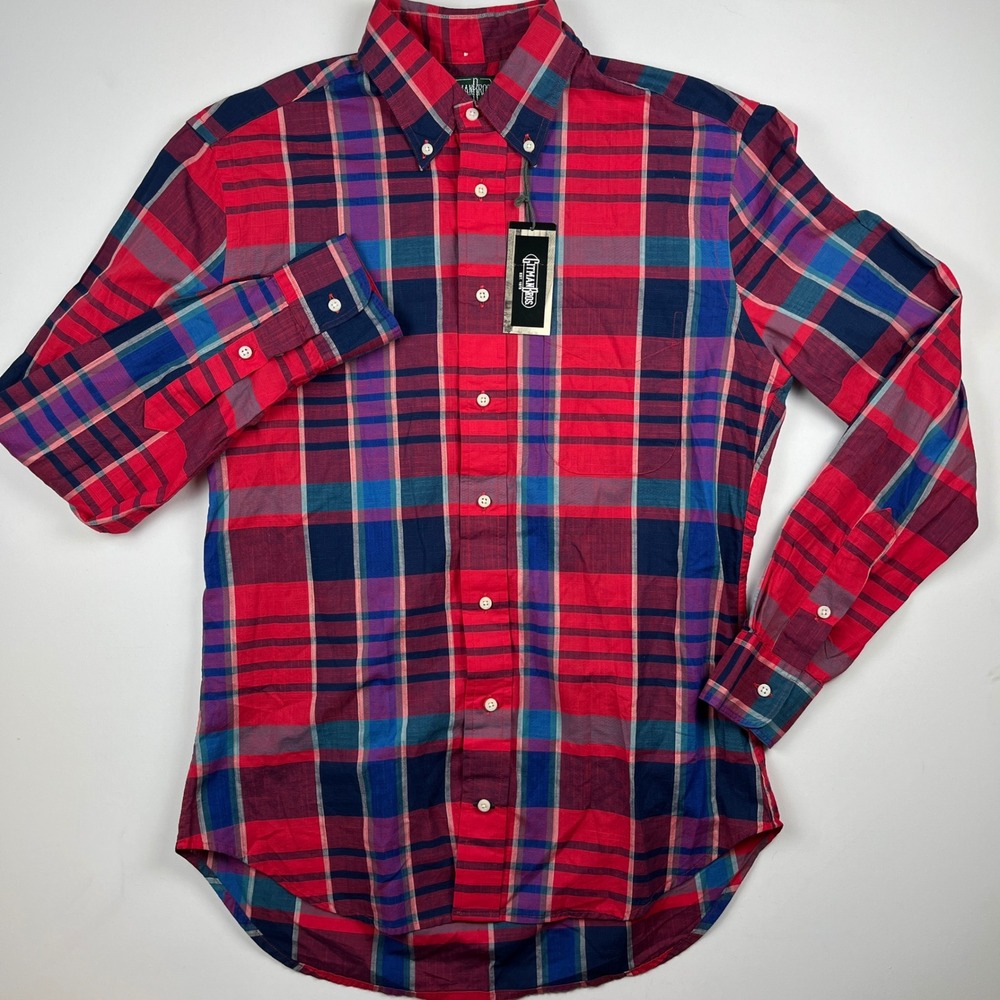 Gitman Bros 40th Anniversary Mens Red Multi Plaid Button Down Shirt Medium NWT - Picture 3 of 6